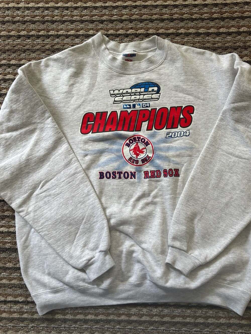 Vintage Boston Red Sox 2004 World Series Champions Crewneck Sweatshirt Grey